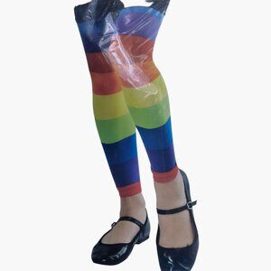 Pride Rainbow Footless Tights Womens One Size Fits Most Colorful Leggings
